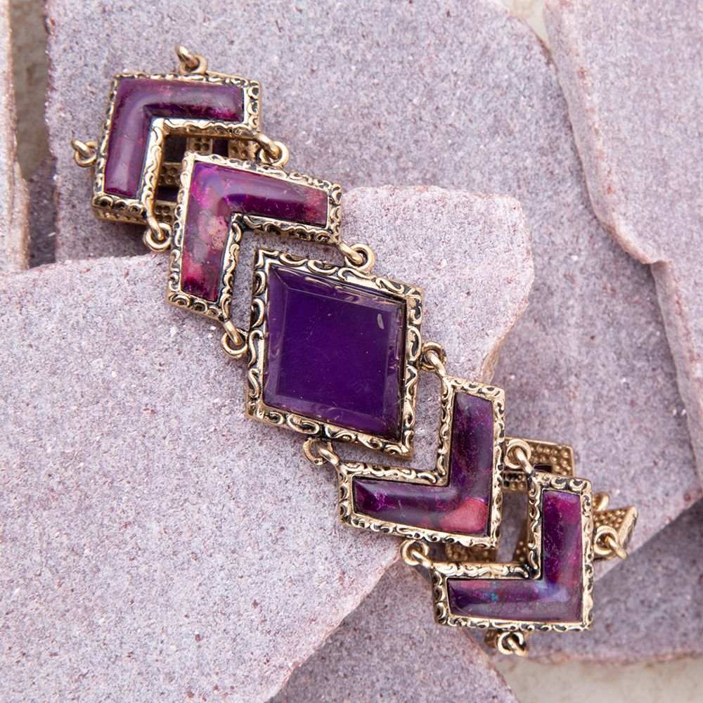Pointedly Purple Turquoise Golden Link Bracelet - Barse Jewelry - Flyclothing LLC