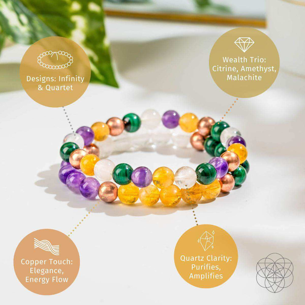 Powerhouse of Wealth Manifestation - Crystal Quartet Bracelet Set - Conscious Items - Flyclothing LLC