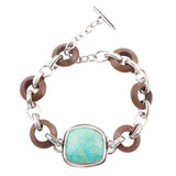 Precious Turquoise and Wood Sterling Silver Toggle Bracelet - Barse Jewelry - Flyclothing LLC
