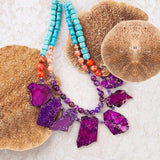 Prescott Blue Magnesite Purple and Orange Statement Necklace - Barse Jewelry - Flyclothing LLC
