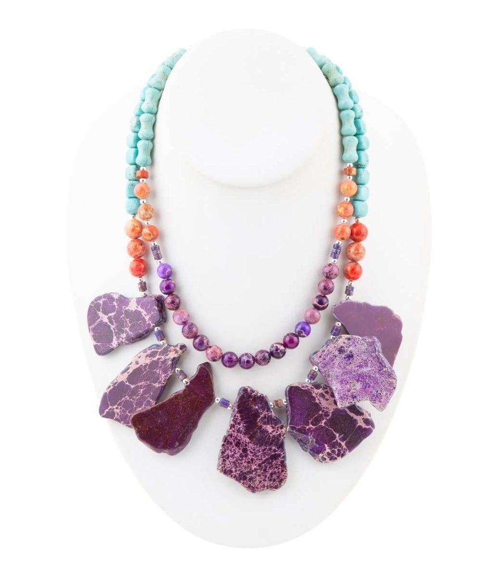 Prescott Blue Magnesite Purple and Orange Statement Necklace - Barse Jewelry - Flyclothing LLC