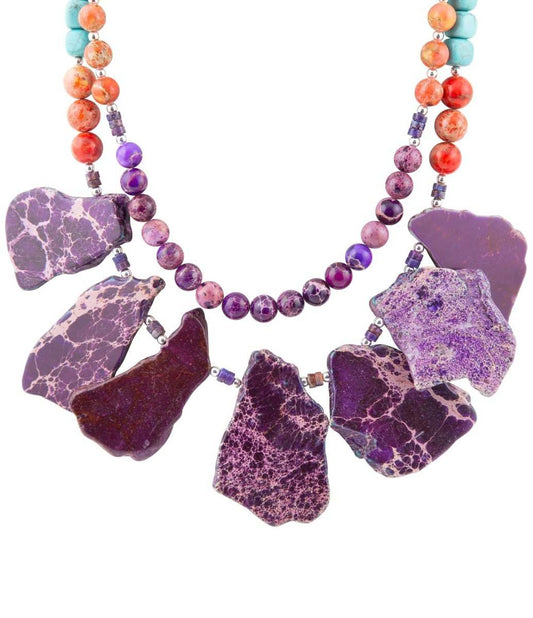 Prescott Blue Magnesite Purple and Orange Statement Necklace - Barse Jewelry - Flyclothing LLC