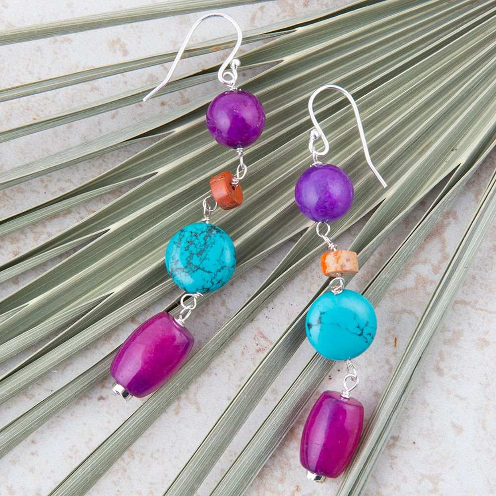 Prescott Blue Magnesite Sterling Silver Drop Earrings - Barse Jewelry - Flyclothing LLC