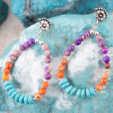 Prescott Blue Turquoise Purple and Orange Sterling Silver Drop Earrings - Barse Jewelry - Flyclothing LLC