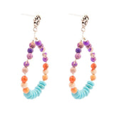 Prescott Blue Turquoise Purple and Orange Sterling Silver Drop Earrings - Barse Jewelry - Flyclothing LLC