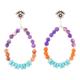 Prescott Blue Turquoise Purple and Orange Sterling Silver Drop Earrings - Barse Jewelry - Flyclothing LLC