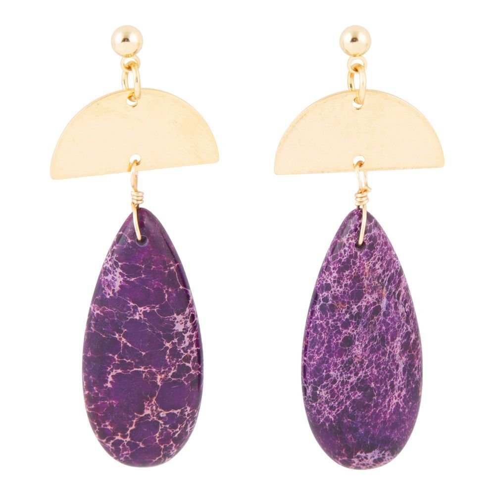 Prescott Purple Jasper Golden Drop Earrings - Barse Jewelry - Flyclothing LLC