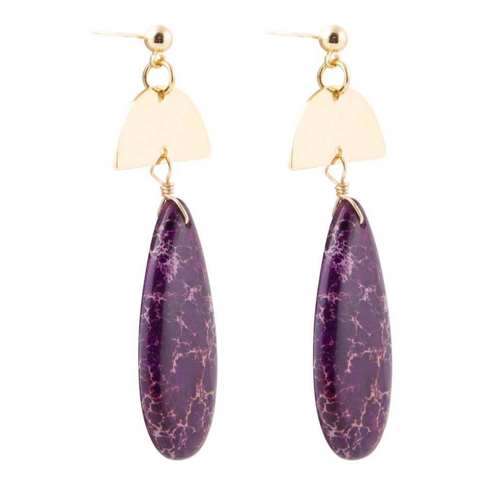 Prescott Purple Jasper Golden Drop Earrings - Barse Jewelry - Flyclothing LLC