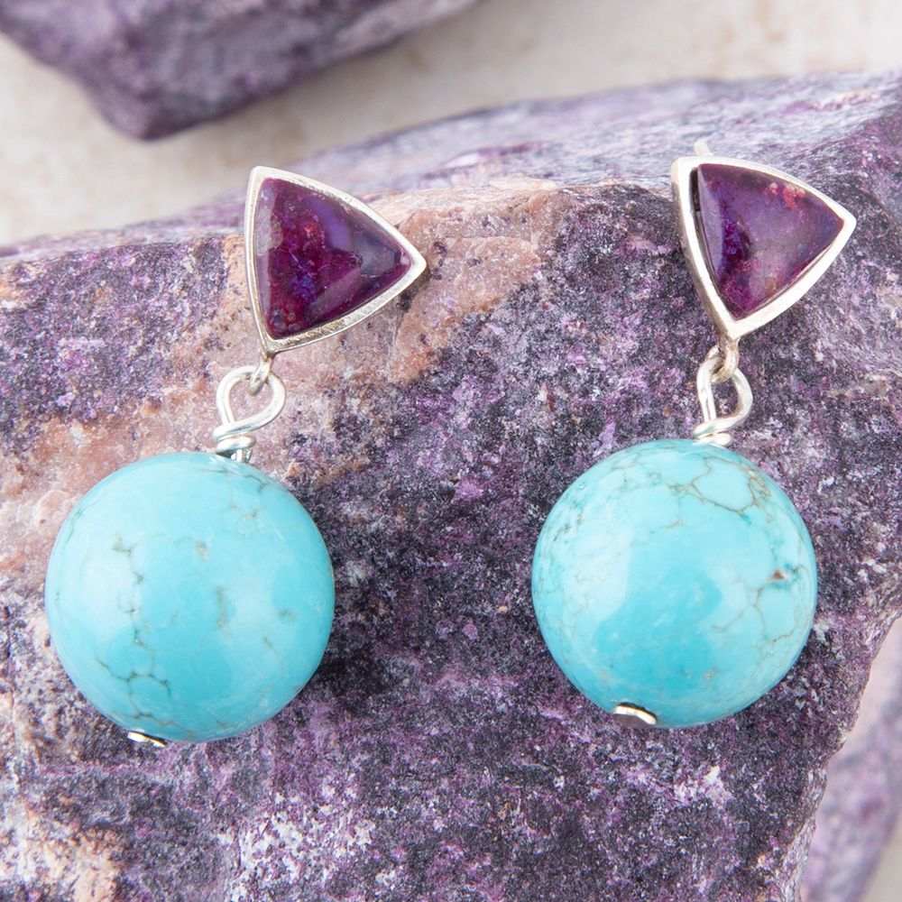 Prescott Purple Turquoise Sterling Silver Drop Earrings - Barse Jewelry - Flyclothing LLC