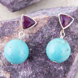 Prescott Purple Turquoise Sterling Silver Drop Earrings - Barse Jewelry - Flyclothing LLC
