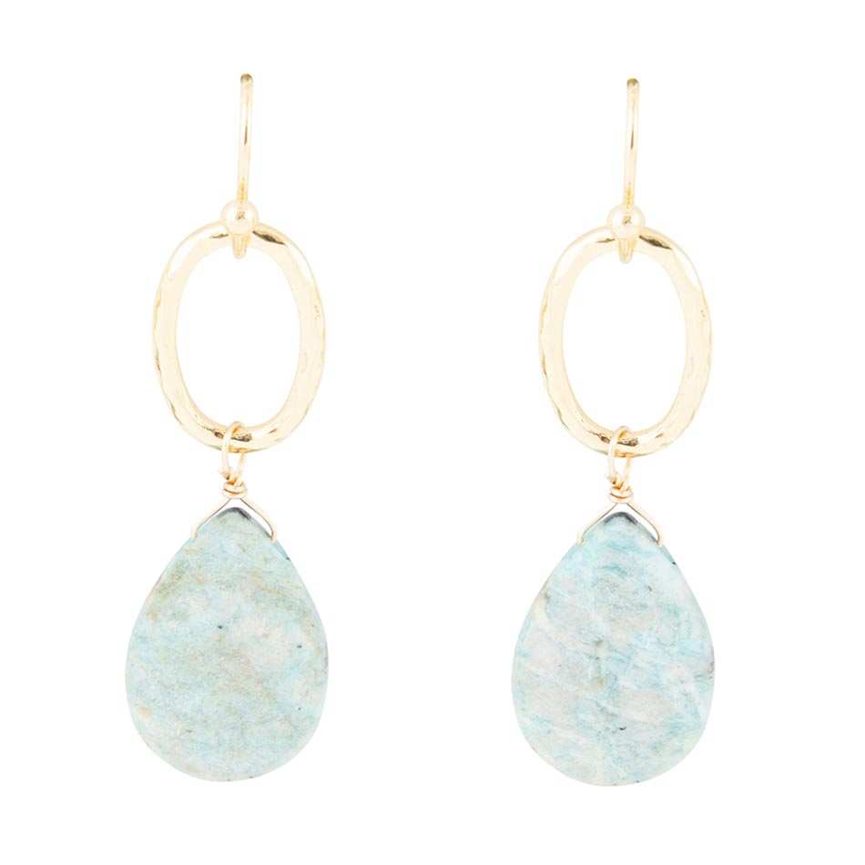 Pretty Drops of Blue Amazonite Golden Drop Earrings - Barse Jewelry - Flyclothing LLC
