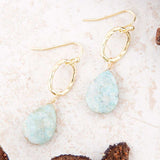 Pretty Drops of Blue Amazonite Golden Drop Earrings - Barse Jewelry - Flyclothing LLC
