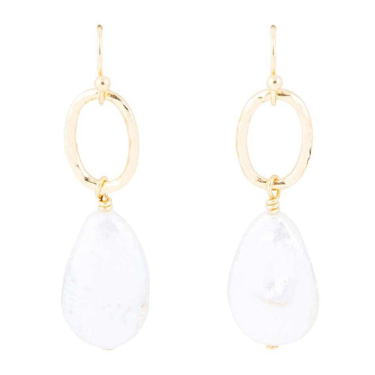 Drops of White Freshwater Pearl Golden Drop Earrings - Barse Jewelry - Flyclothing LLC