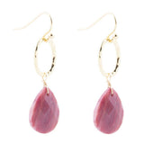 Pretty Drops of Pink Rhodonite Golden Drop Earrings - Barse Jewelry - Flyclothing LLC