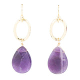 Pretty Drops of Purple Amethyst Golden Drop Earrings - Barse Jewelry - Flyclothing LLC