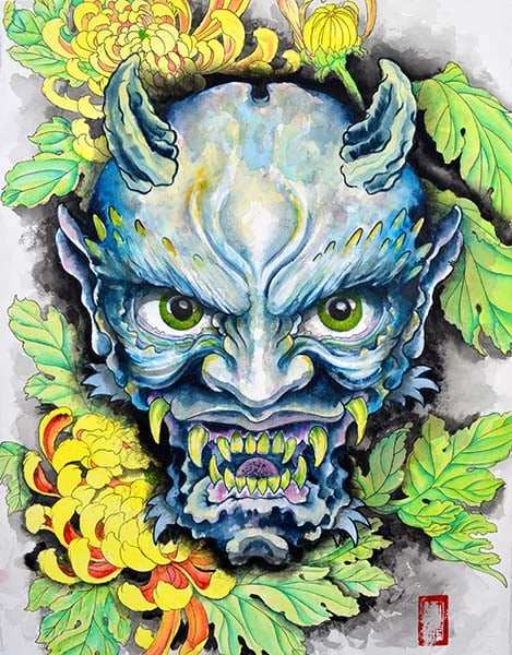 Black Market Art Company Blue Oni Print - Black Market Art Company - Flyclothing LLC