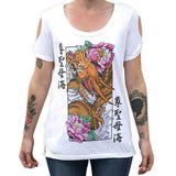 Black Market Art Company Golden Dragon Women's Open Sleeve T-Shirt - Black Market Art Company - Flyclothing LLC
