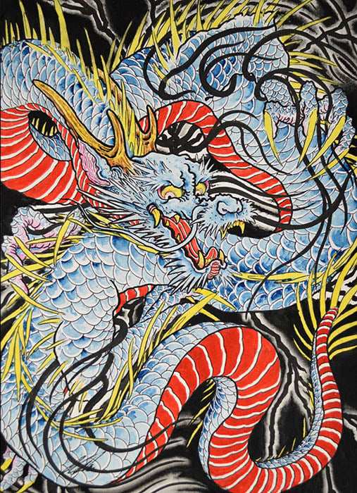 Black Market Art Company Dragon In Indigo Print - Black Market Art Company - Flyclothing LLC