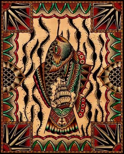 Black Market Art Company Fish Hooked Print - Black Market Art Company - Flyclothing LLC