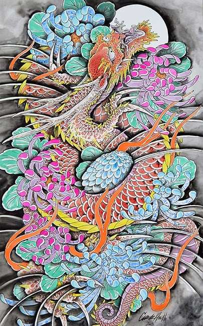 Black Market Art Company Floral Dragon Print - Black Market Art Company - Flyclothing LLC