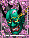 Black Market Art Company Hannya and Cherry Blossoms Print - Black Market Art Company - Flyclothing LLC