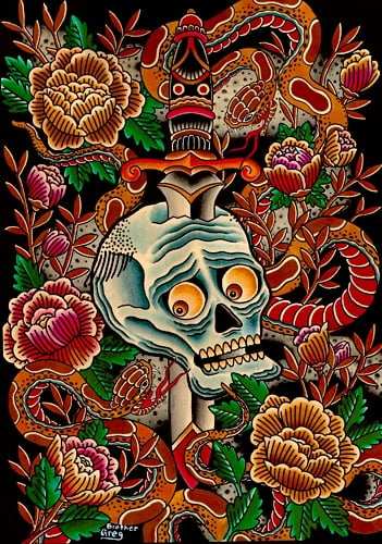 Black Market Art Company Scared Skull and Snakes Print - Black Market Art Company - Flyclothing LLC
