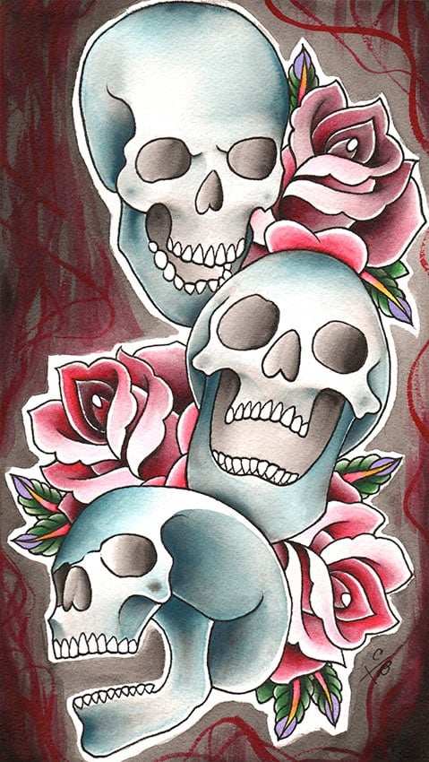 Black Market Art Company Skull Trilogy Print - Black Market Art Company - Flyclothing LLC