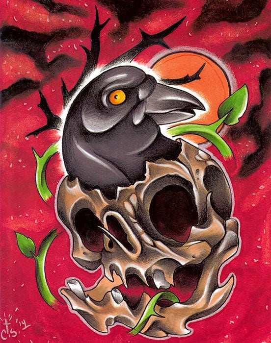 Black Market Art Company Skull Raven Print - Black Market Art Company - Flyclothing LLC