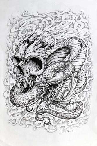 Black Market Art Company Skull Snake Print - Black Market Art Company - Flyclothing LLC
