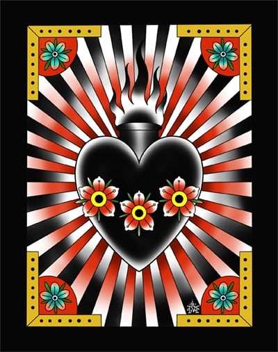 Black Market Art Company Traditional Sacred Heart Print - Black Market Art Company - Flyclothing LLC
