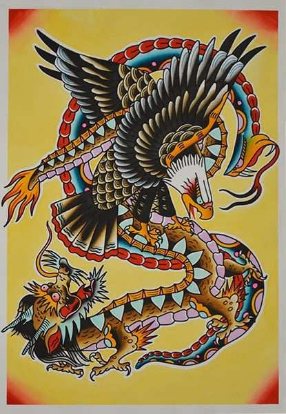 Black Market Art Company Eagle & Dragon Print - Black Market Art Company - Flyclothing LLC