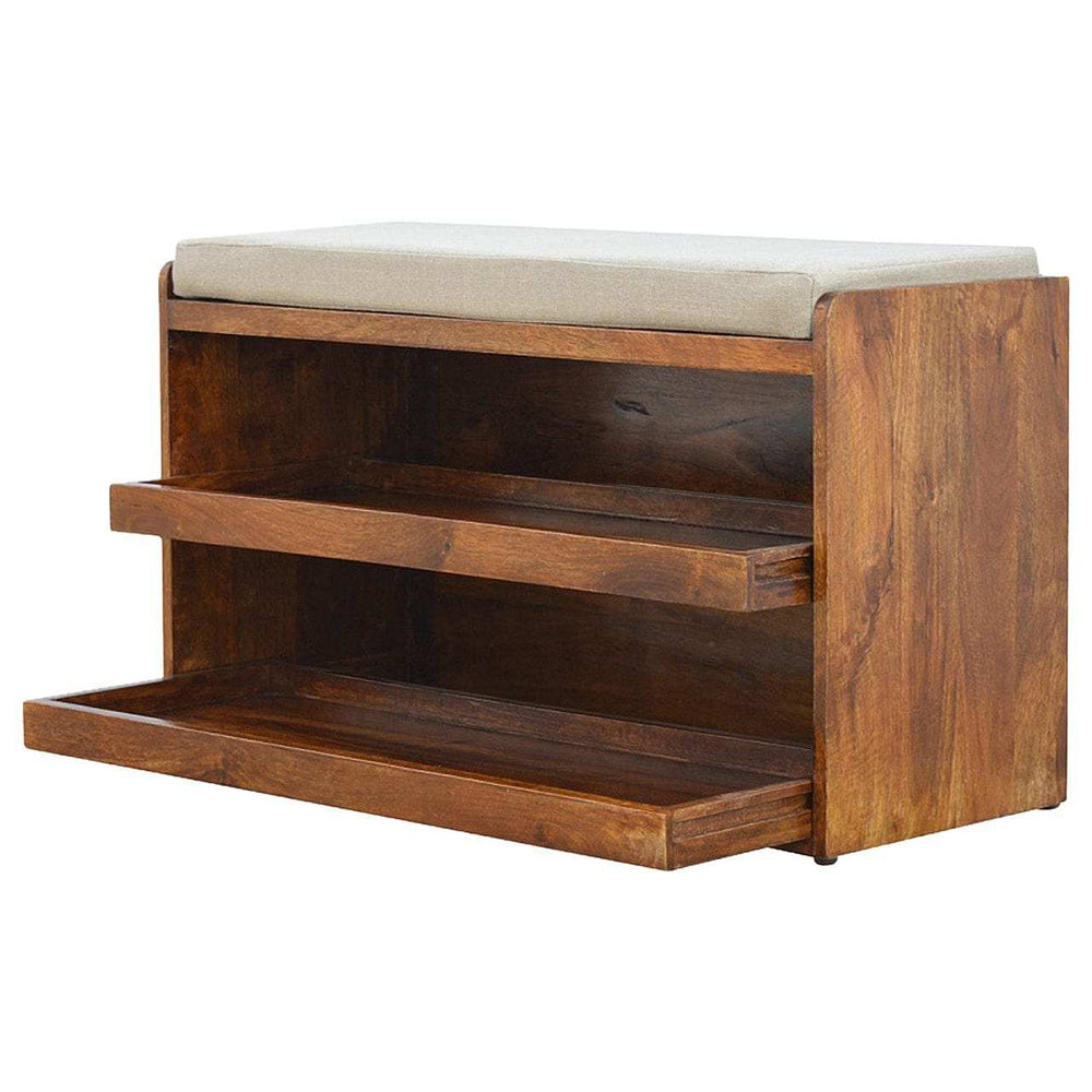 Mud Linen Pull out Shoe Bench - Artisan Furniture - Flyclothing LLC