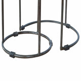 Round Stool Set of 2 with Iron Base - Artisan Furniture - Flyclothing LLC