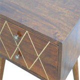 Geo Brass Inlay Bedside - Artisan Furniture - Flyclothing LLC