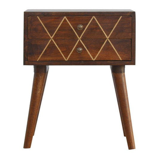 Geo Brass Inlay Bedside - Artisan Furniture - Flyclothing LLC