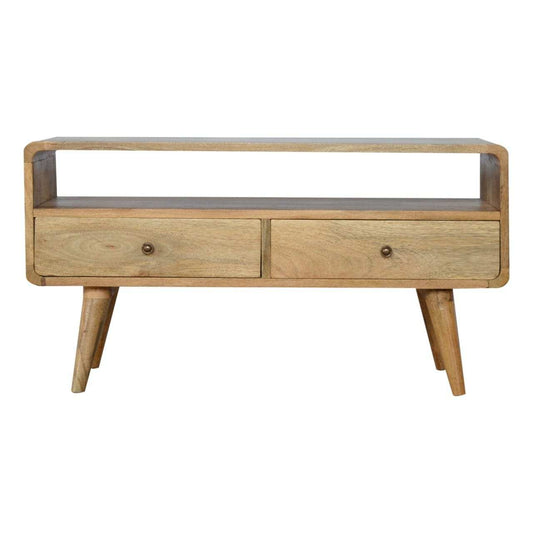 Curved Oak-ish Media Unit - Artisan Furniture - Flyclothing LLC
