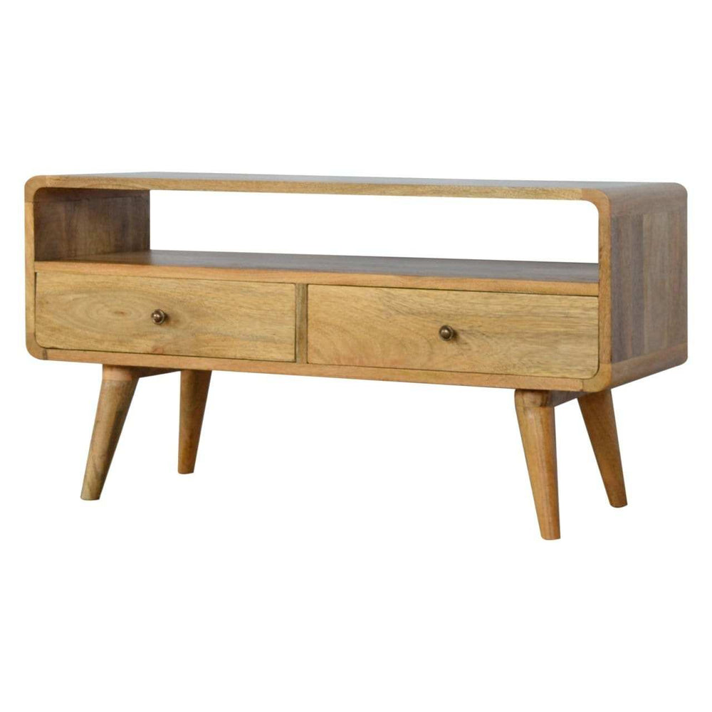 Curved Oak-ish Media Unit - Artisan Furniture - Flyclothing LLC