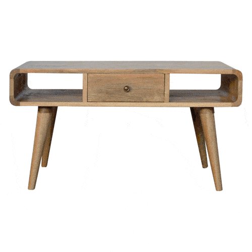 Curved Oak-ish Coffee Table - Artisan Furniture - Flyclothing LLC
