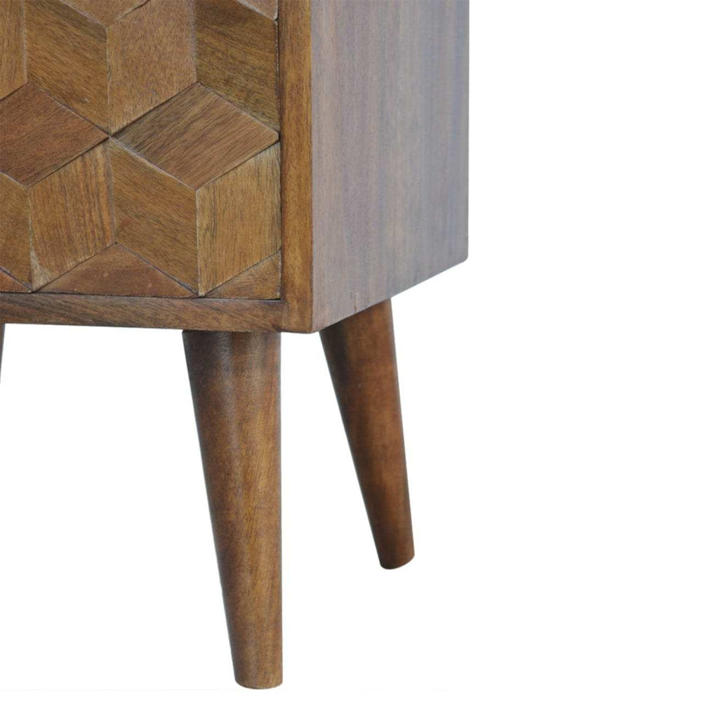Chestnut Cube Carved Bedside - Artisan Furniture - Flyclothing LLC
