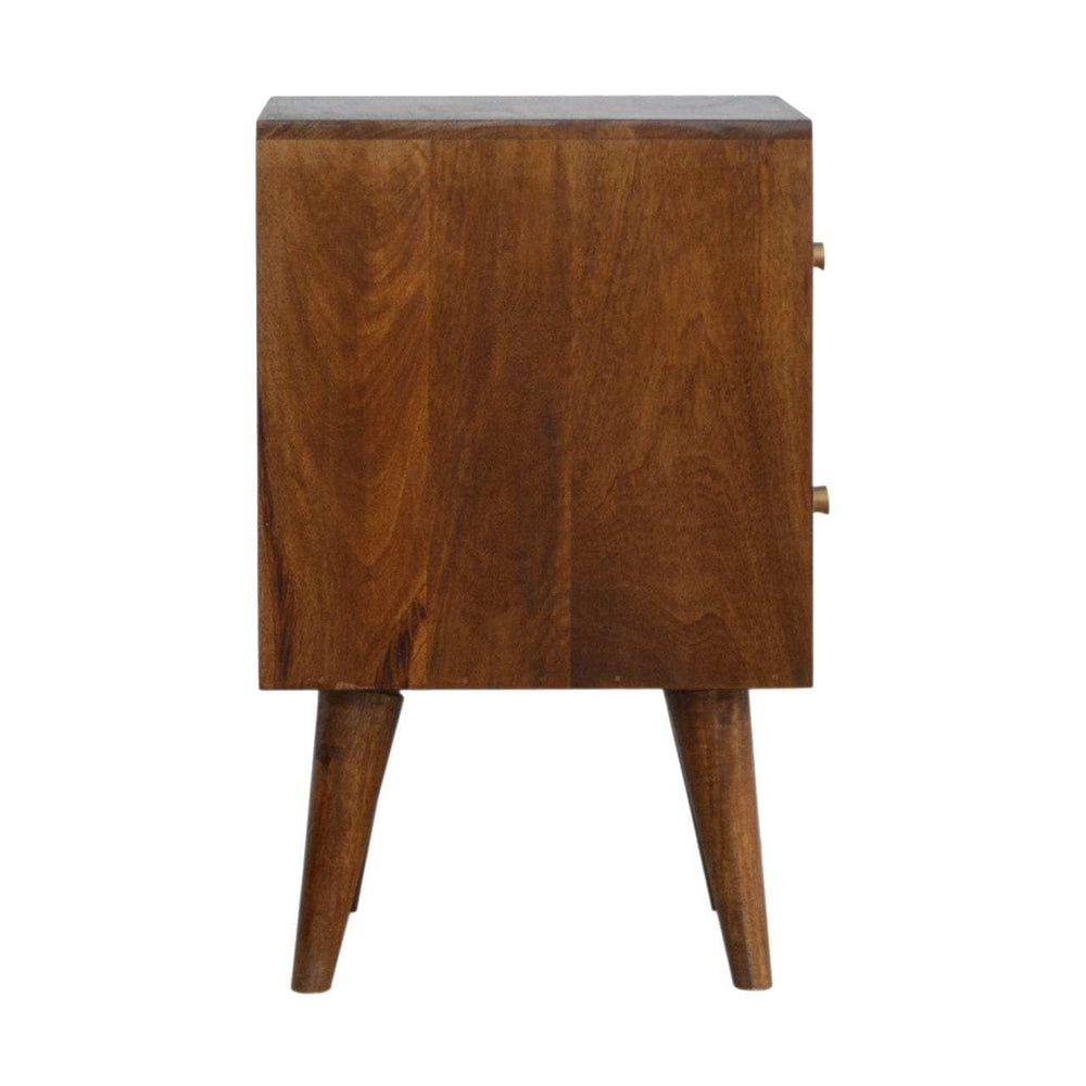 Chestnut Cube Carved Bedside - Artisan Furniture - Flyclothing LLC