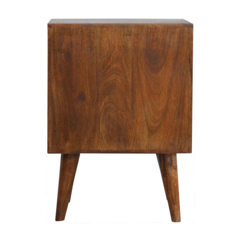 Chestnut Cube Carved Bedside - Artisan Furniture - Flyclothing LLC
