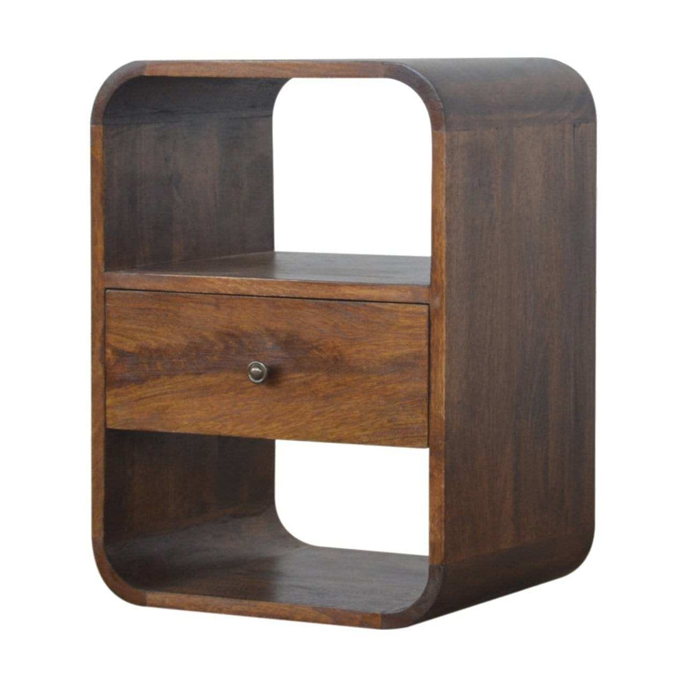 Chestnut Curved Edge Bedside - Artisan Furniture - Flyclothing LLC