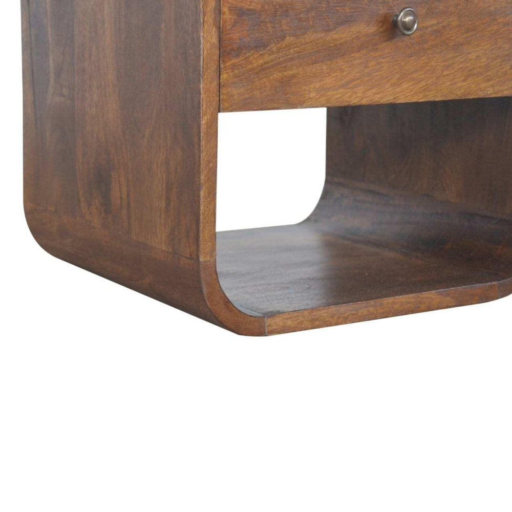 Chestnut Curved Edge Bedside - Artisan Furniture - Flyclothing LLC