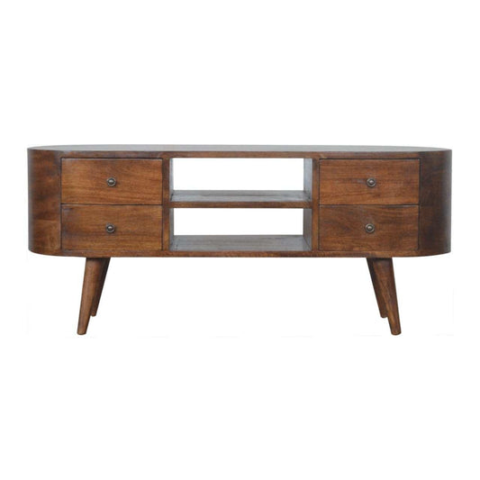 Chestnut Rounded Entertainment Unit - Artisan Furniture - Flyclothing LLC