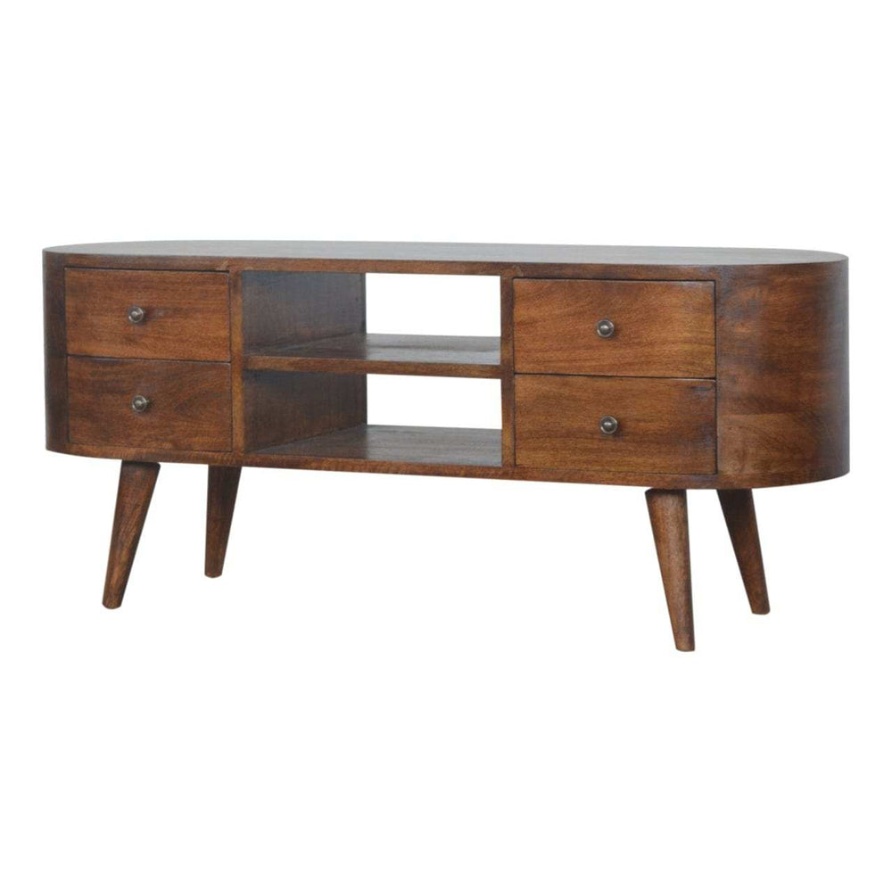 Chestnut Rounded Entertainment Unit - Artisan Furniture - Flyclothing LLC