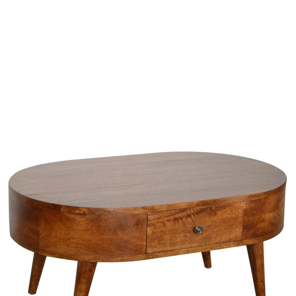 Chestnut Rounded Coffee Table - Artisan Furniture - Flyclothing LLC
