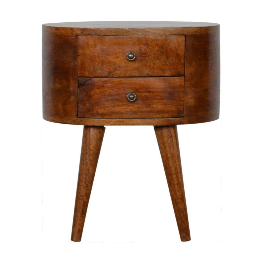 Chestnut Rounded Bedside Table - Artisan Furniture - Flyclothing LLC