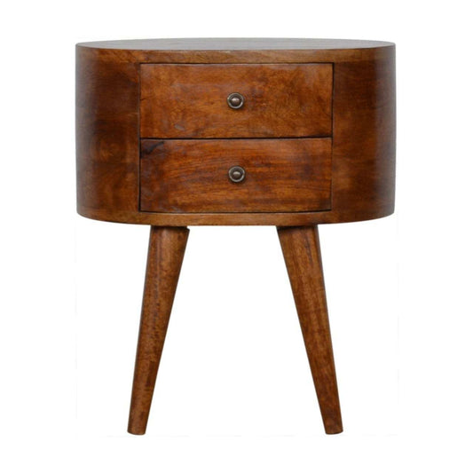 Chestnut Rounded Bedside Table - Artisan Furniture - Flyclothing LLC
