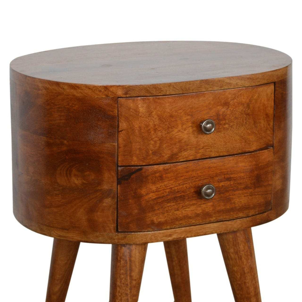 Chestnut Rounded Bedside Table - Artisan Furniture - Flyclothing LLC