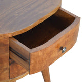 Chestnut Rounded Bedside Table - Artisan Furniture - Flyclothing LLC